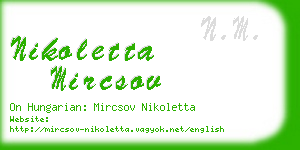 nikoletta mircsov business card